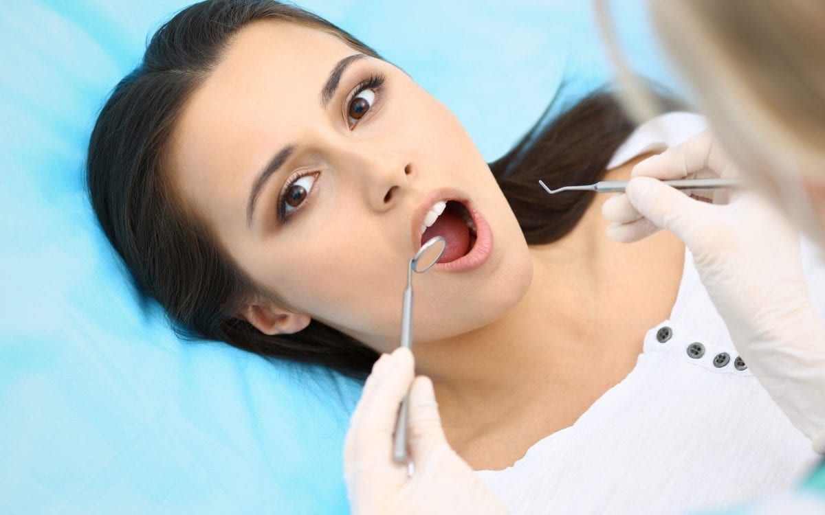 Woman receiving dental care