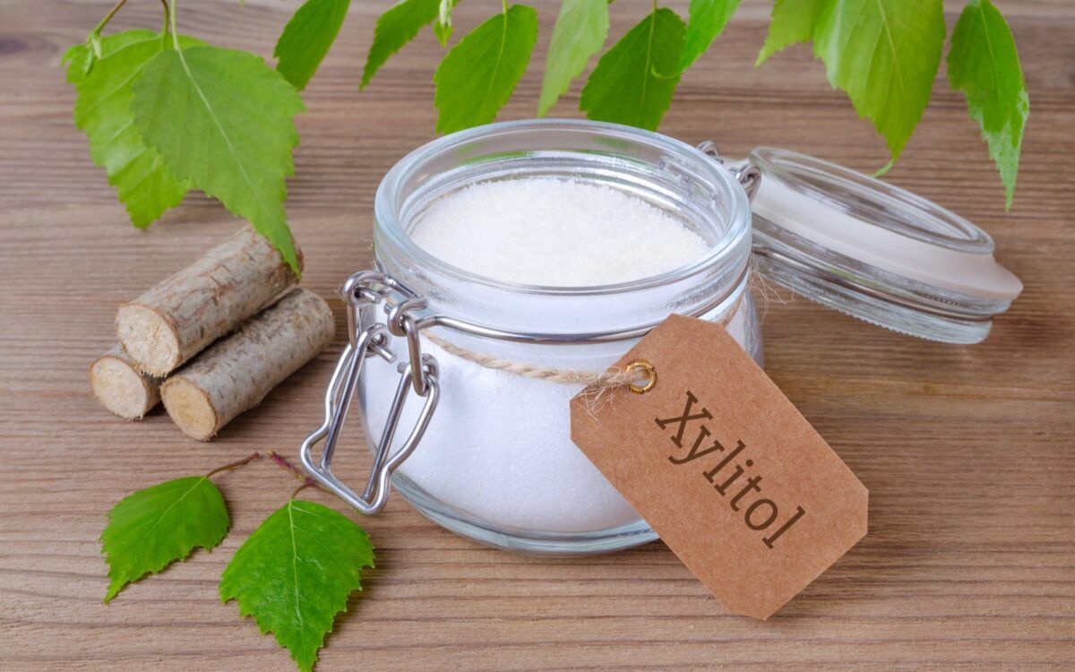 Jar of crystallized xylitol